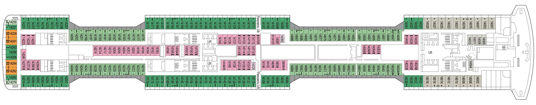 Планы палуб MSC Virtuosa: Палуба 14