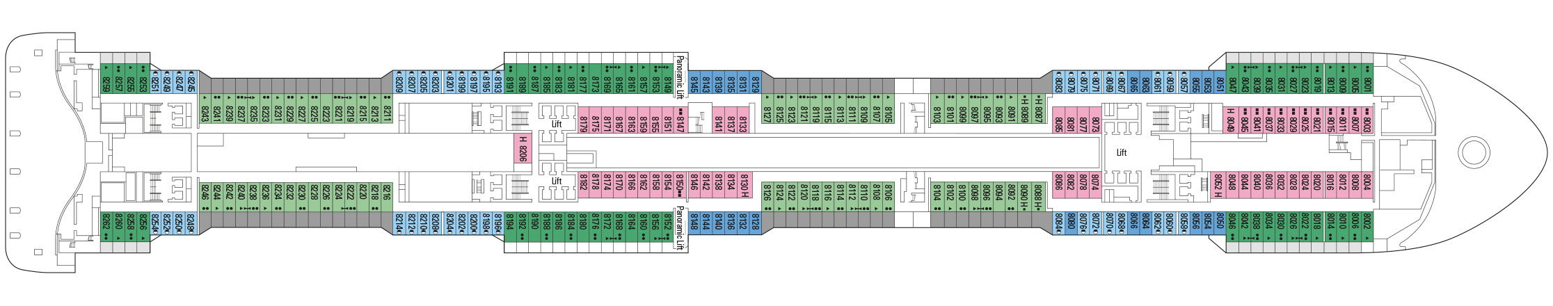 Планы палуб MSC Grandiosa: Палуба 8