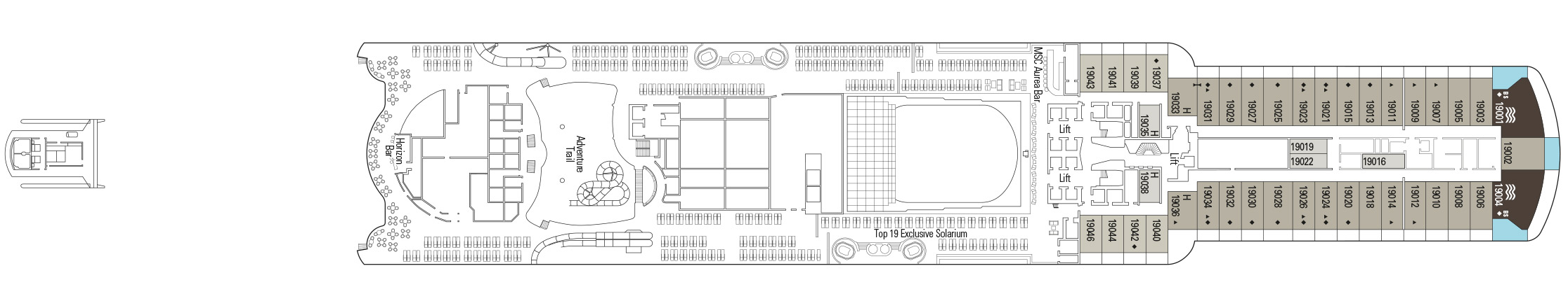 Планы палуб MSC Seashore: Палуба 19