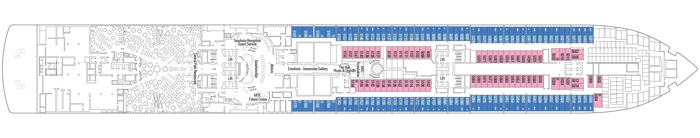 Планы палуб MSC Seashore: Палуба 5